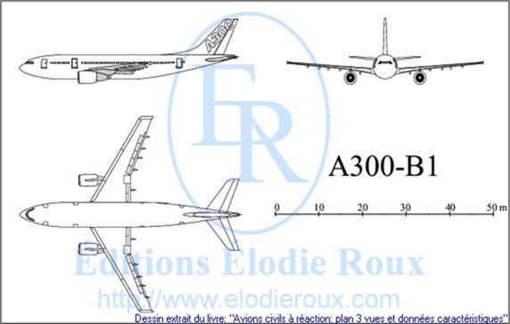 Copyright: Elodie Roux/A300-B1 3-view drawing/plan 3 vues