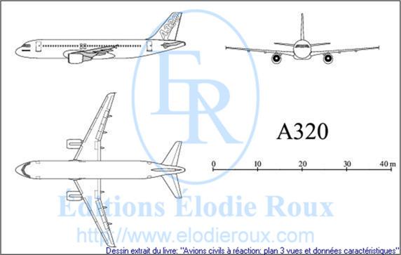 Copyright: Elodie Roux/A320 3-view drawing/plan 3 vues