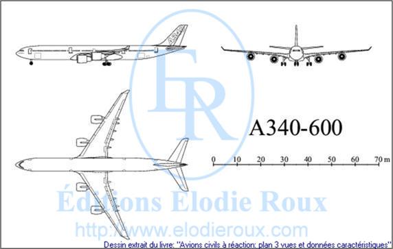 Copyright: Elodie Roux/A340-600 3-view drawing/plan 3 vues