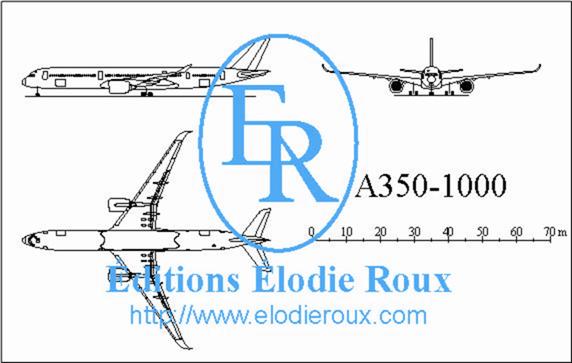 Copyright: Elodie Roux/A350-1000 3-view drawing/plan 3 vues