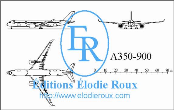 Copyright: Elodie Roux/A350-900 3-view drawing/plan 3 vues