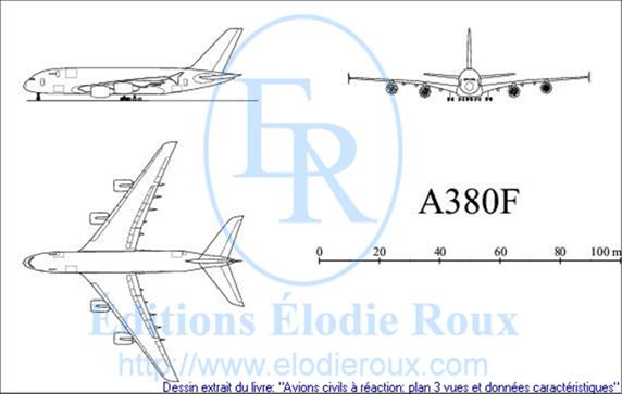 Copyright: Elodie Roux/A380F 3-view drawing/plan 3 vues