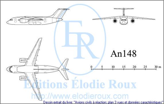 Copyright: Elodie Roux/An148 3-view drawing/plan 3 vues