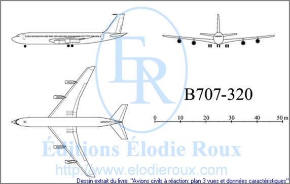 Copyright: Elodie Roux/B707-320 3-view drawing/plan 3 vues