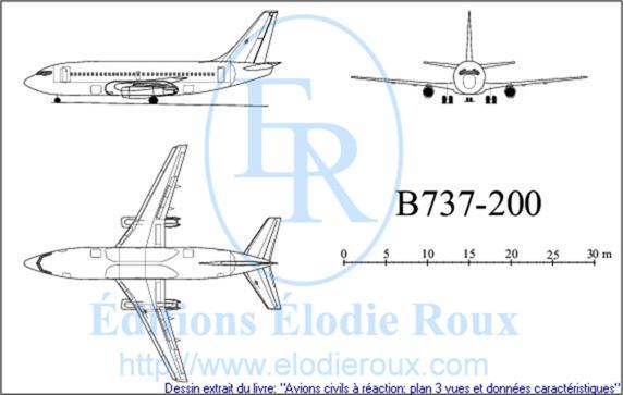 Copyright: Elodie Roux/B737-200 3-view drawing/plan 3 vues