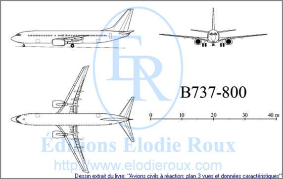 Copyright: Elodie Roux/B737-800 3-view drawing/plan 3 vues