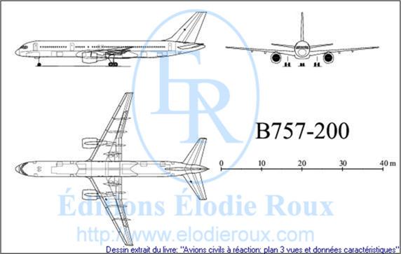 Copyright: Elodie Roux/B757-200 3-view drawing/plan 3 vues