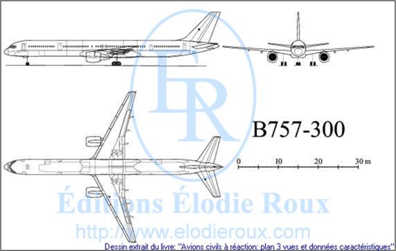 Copyright: Elodie Roux/B757-300 3-view drawing/plan 3 vues