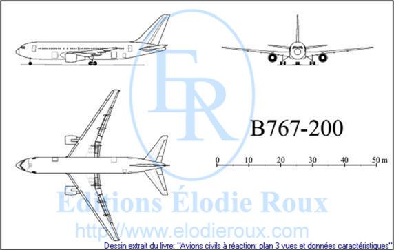 Copyright: Elodie Roux/B767-200 3-view drawing/plan 3 vues