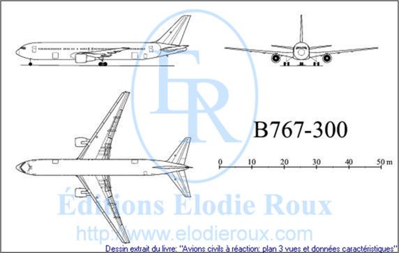 Copyright: Elodie Roux/B767-300 3-view drawing/plan 3 vues