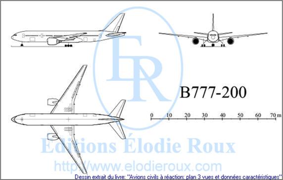 Copyright: Elodie Roux/B777-200 3-view drawing/plan 3 vues