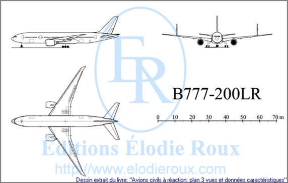 Copyright: Elodie Roux/B777-200LR 3-view drawing/plan 3 vues