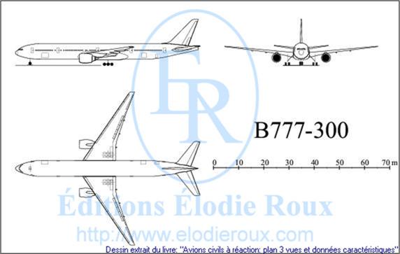 Copyright: Elodie Roux/B777-300 3-view drawing/plan 3 vues
