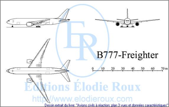 Copyright: Elodie Roux/B777-Freighter 3-view drawing/plan 3 vues