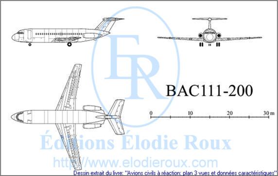 Copyright: Elodie Roux/BAC111-200 3-view drawing/plan 3 vues