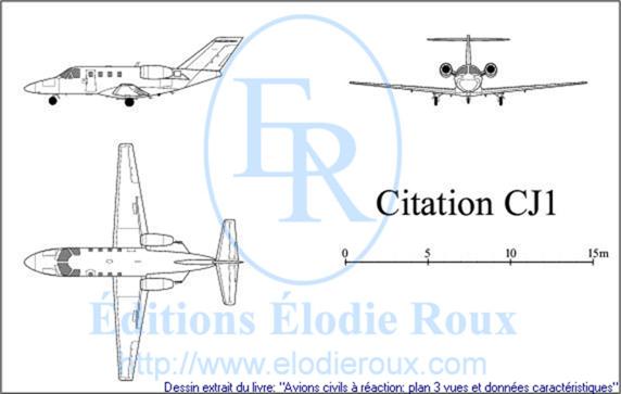 Copyright: Elodie Roux/CitationCJ1 3-view drawing/plan 3 vues