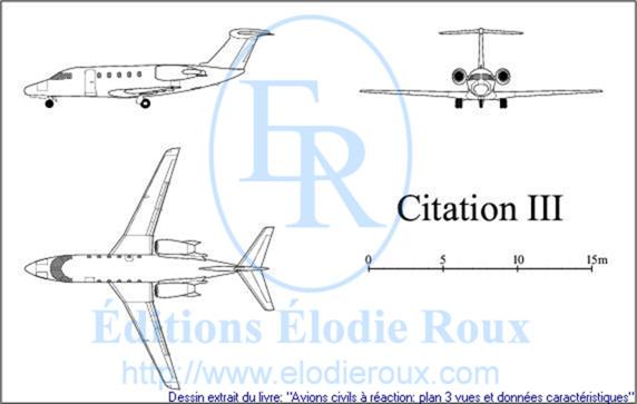 Copyright: Elodie Roux/CitationIII 3-view drawing/plan 3 vues