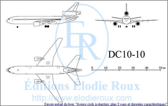 Copyright: Elodie Roux/DC10-10 3-view drawing/plan 3 vues