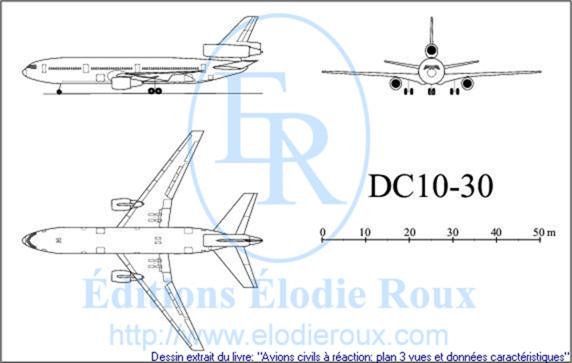 Copyright: Elodie Roux/DC10-30 3-view drawing/plan 3 vues