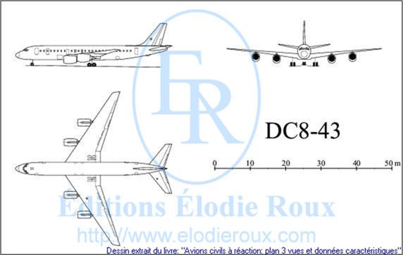 Copyright: Elodie Roux/DC8-43 3-view drawing/plan 3 vues