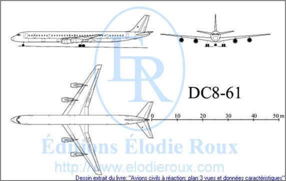 Copyright: Elodie Roux/DC8-61 3-view drawing/plan 3 vues