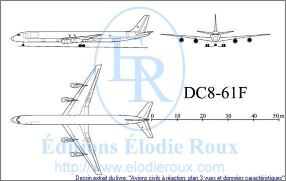Copyright: Elodie Roux/DC8-61F 3-view drawing/plan 3 vues