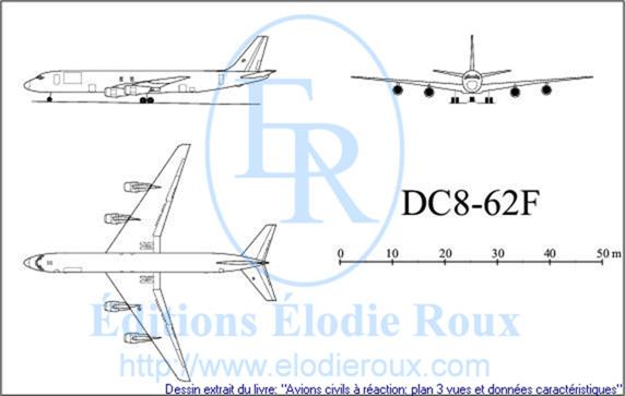 Copyright: Elodie Roux/DC8-62F 3-view drawing/plan 3 vues