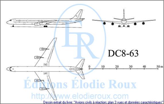 Copyright: Elodie Roux/DC8-63 3-view drawing/plan 3 vues