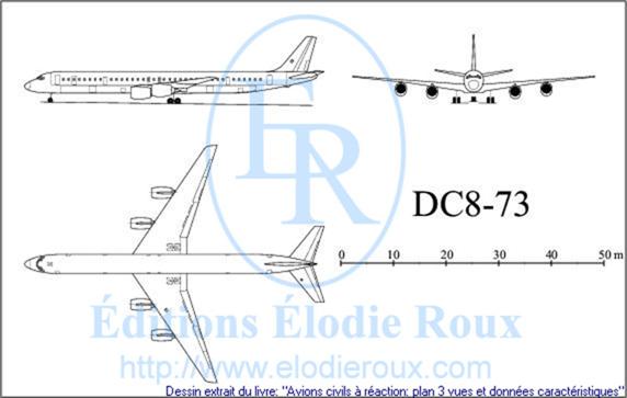 Copyright: Elodie Roux/DC8-73 3-view drawing/plan 3 vues