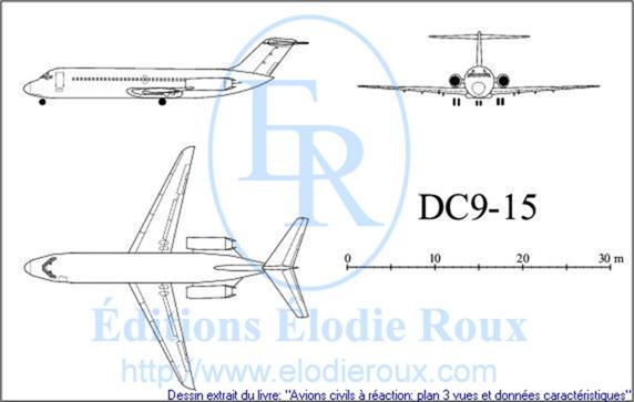 Copyright: Elodie Roux/DC9-15 3-view drawing/plan 3 vues