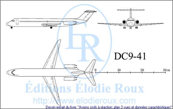 Copyright: Elodie Roux/DC9-41 3-view drawing/plan 3 vues