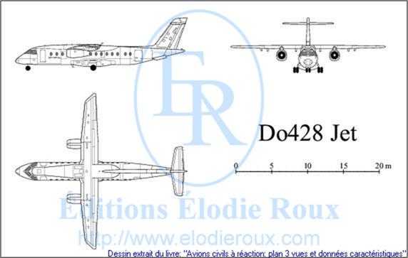 Copyright: Elodie Roux/Do428JET 3-view drawing/plan 3 vues