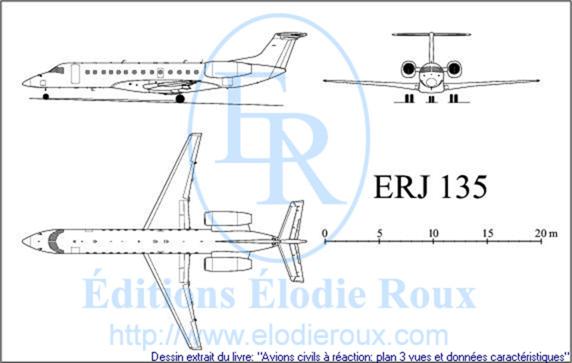 Copyright: Elodie Roux/ERJ135 3-view drawing/plan 3 vues