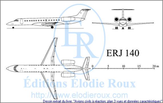 Copyright: Elodie Roux/ERJ140 3-view drawing/plan 3 vues