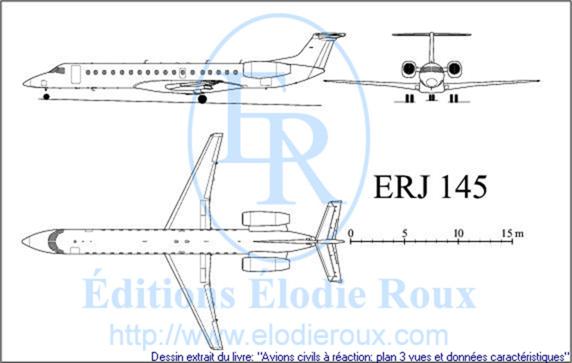 Copyright: Elodie Roux/ERJ145 3-view drawing/plan 3 vues