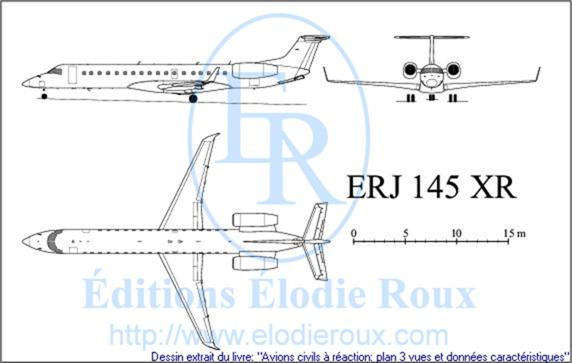 Copyright: Elodie Roux/ERJ145XR 3-view drawing/plan 3 vues