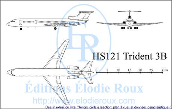 Copyright: Elodie Roux/HS121Trident3B 3-view drawing/plan 3 vues