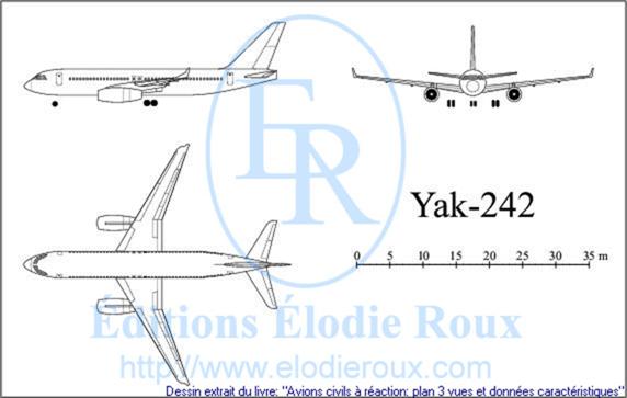 Copyright: Elodie Roux/Yak-242 3-view drawing/plan 3 vues