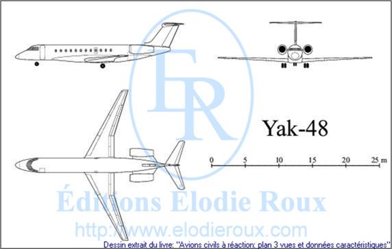 Copyright: Elodie Roux/Yak-48 3-view drawing/plan 3 vues